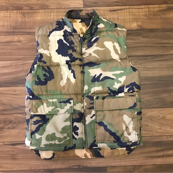 Vintage Western Field Hunting Vest Zip Camo Reversible Sz M Mens - Picture 4 of 6